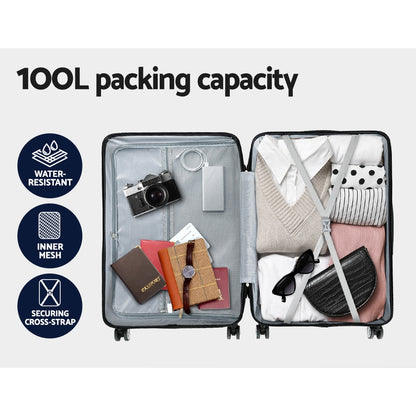 Wanderlite 28-inch Luggage Set with TSA Lock�ABS Hard Shell Travel Suitcase Organiser Luggage Case Light Grey