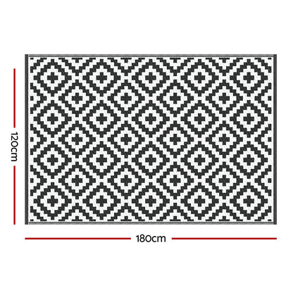 Gardeon Outdoor Rugs 120x180cm Large Carpet Reversible Area Mat PP Dual-Sided Patio Rug Cross