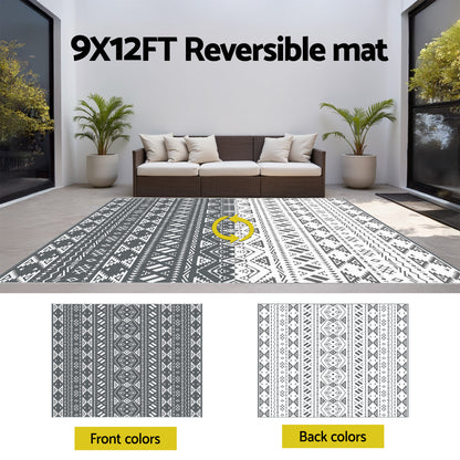 Gardeon Outdoor Rugs 274x366cm Large Carpet Reversible Area Mat PP Dual-Sided Patio Rug Bohemian