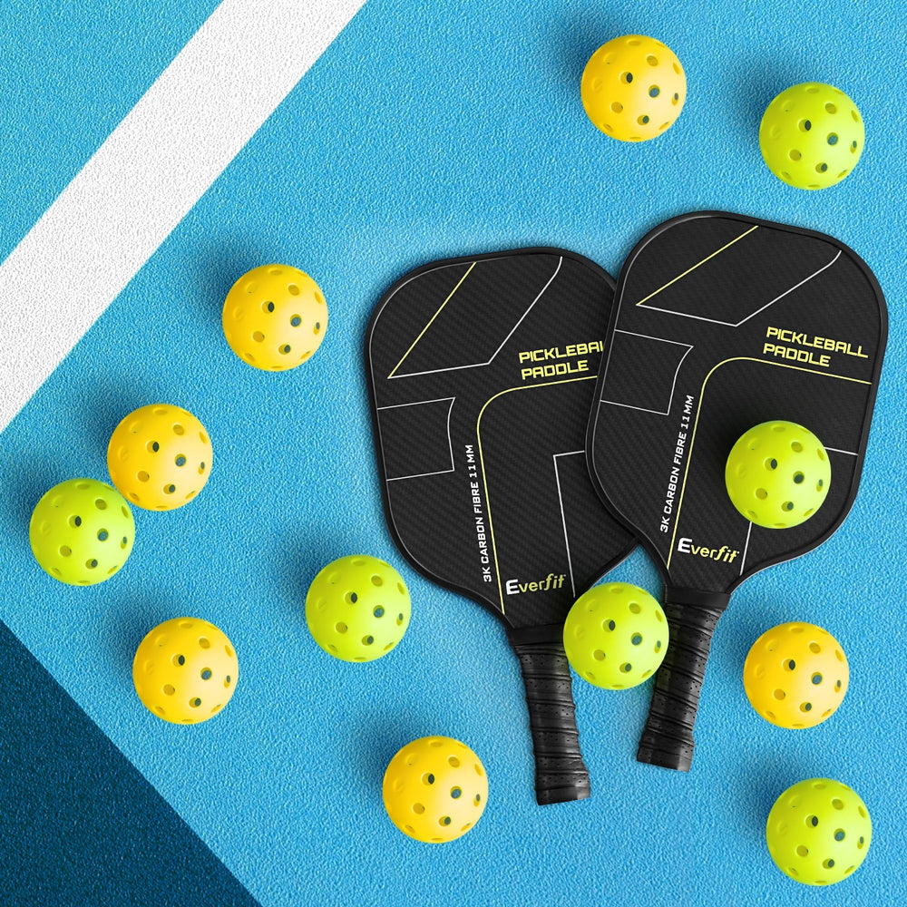 Everfit 12PC Pickleballs Set 40-Hole Design Indoor Outdoor Durable PE Balls Green/Yellow