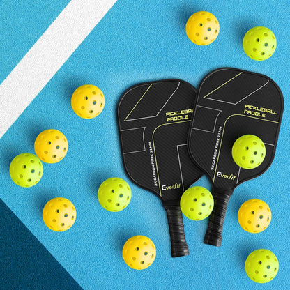 Everfit 12PC Pickleballs Set 40-Hole Design Indoor Outdoor Durable PE Balls Green/Yellow