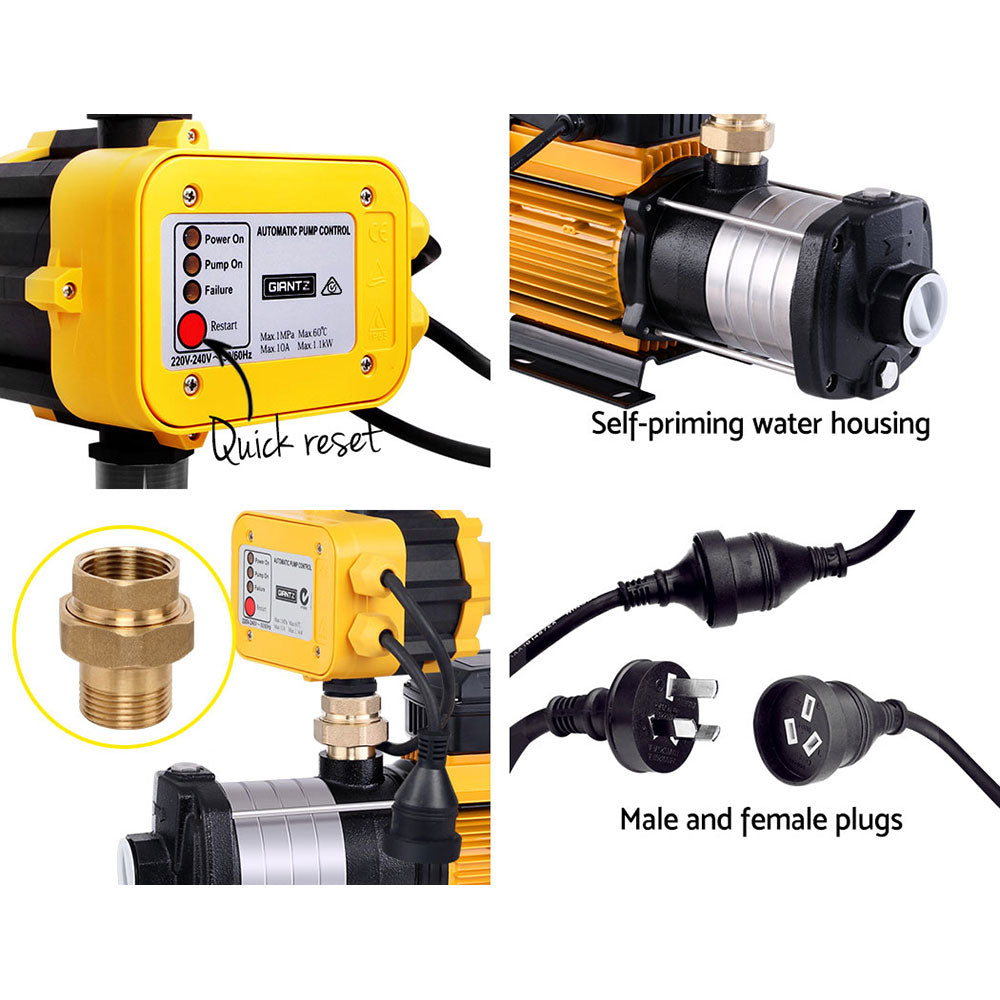 Giantz Garden Water Pump High Pressure 2000W 5-Stage Tank Irrigation Yellow