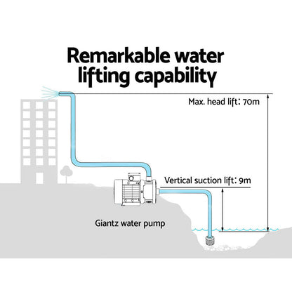 Giantz Garden Water Pump High Pressure 2500W 6-Stage Tank Irrigation Yellow