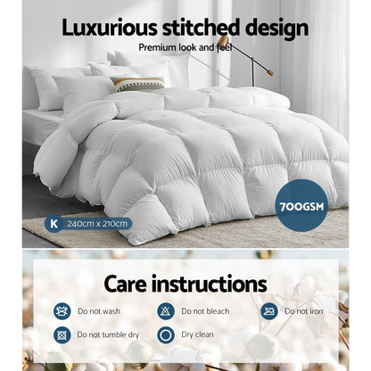 Giselle Bedding 700GSM Duck Down Feather Quilt King