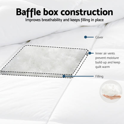 Giselle Bedding 800GSM Goose Down Feather Quilt Winter Blanket Duvet Comforter Single