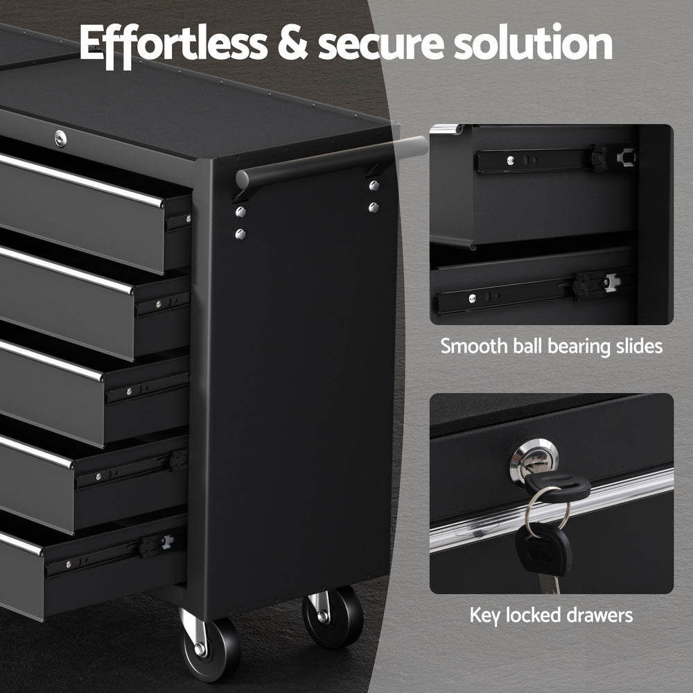 Giantz Tool Chest Trolley 10 Drawers Toolbox Storage Black