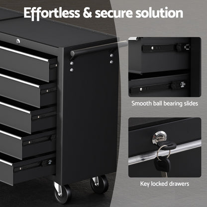 Giantz Tool Chest Trolley 10 Drawers Toolbox Storage Black