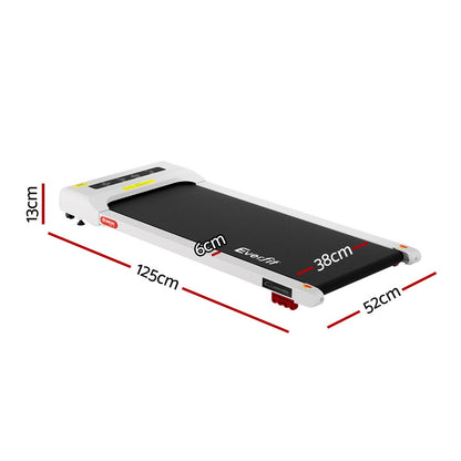 Everfit Treadmill Electric Walking Pad Incline Under Desk Home Gym 380mm White