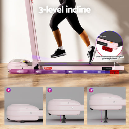 Everfit Treadmill Electric Walking Pad with Incline Foldable for Home Gym Pink