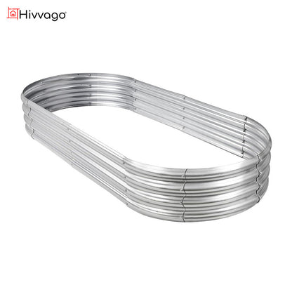 Hivvago Raised Garden Bed – Galvanized Steel Planter Box with Open Base, Silver