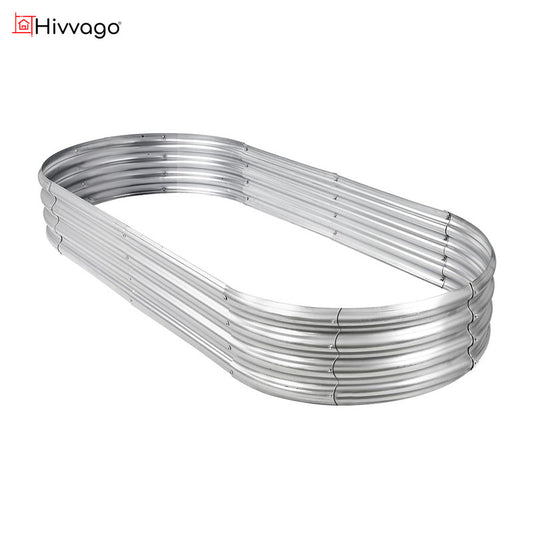 Hivvago Raised Garden Bed – Galvanized Steel Planter Box with Open Base, Silver