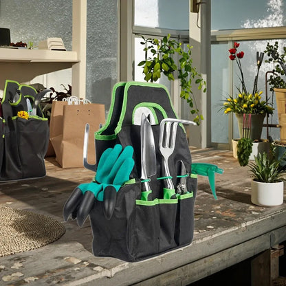 Hivvago 8-Piece Stainless Steel Garden Tool Set with Tote & Gloves