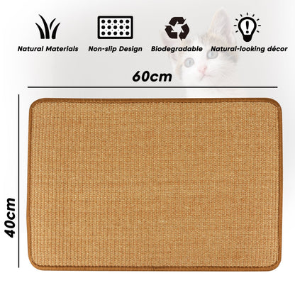 PupLily Natural Sisal Cat Scratch Mat, 40 X 60 CM
