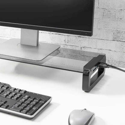Monitor Desk Stand with USB 3.0 Charging Hub - Black