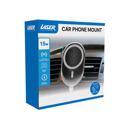 Laser 15W MagSafe Car Charger Mount Black