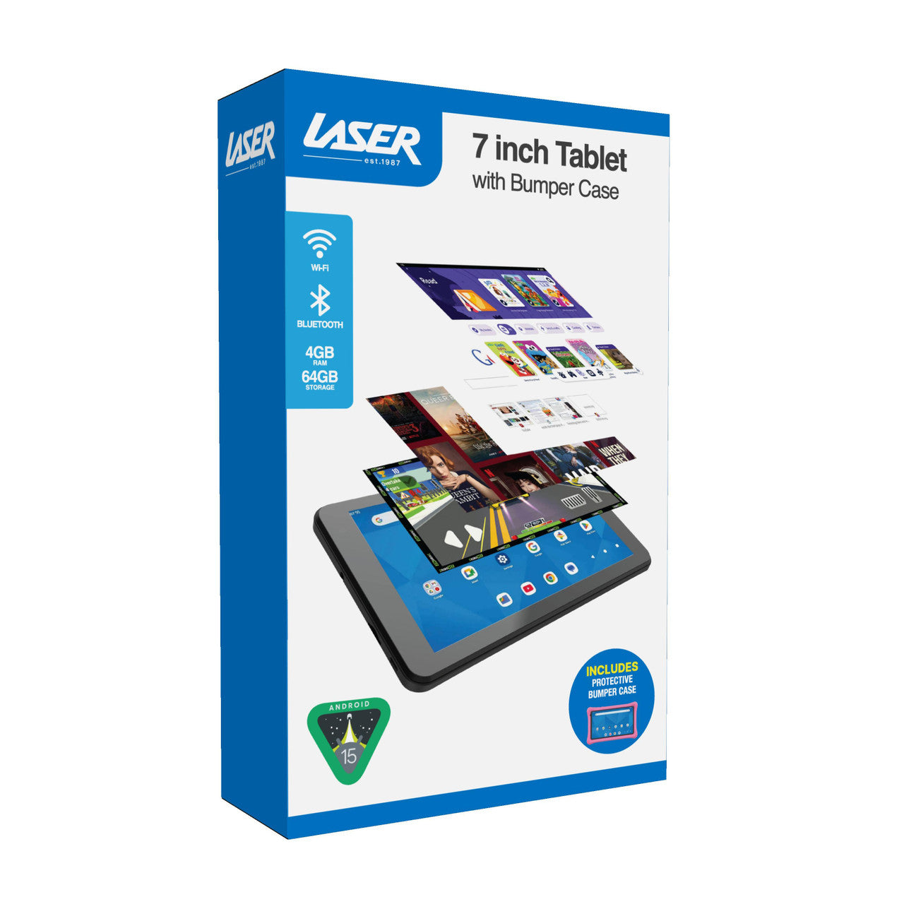 Laser 7-inch Tablet 4GB 64GB with Pink Case