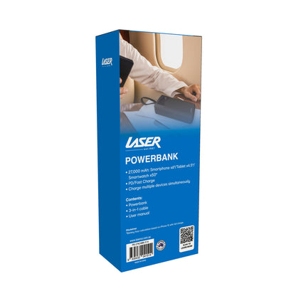 Laser 27000mAh Powerbank 18W PD Black