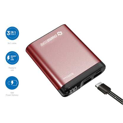 Laser 5000mAh Power Bank LED Display Red