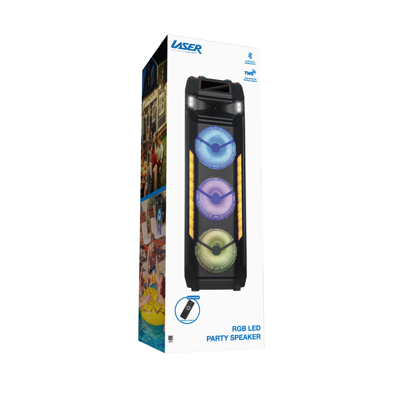 Laser RGB Tower Speaker with 40W Sound