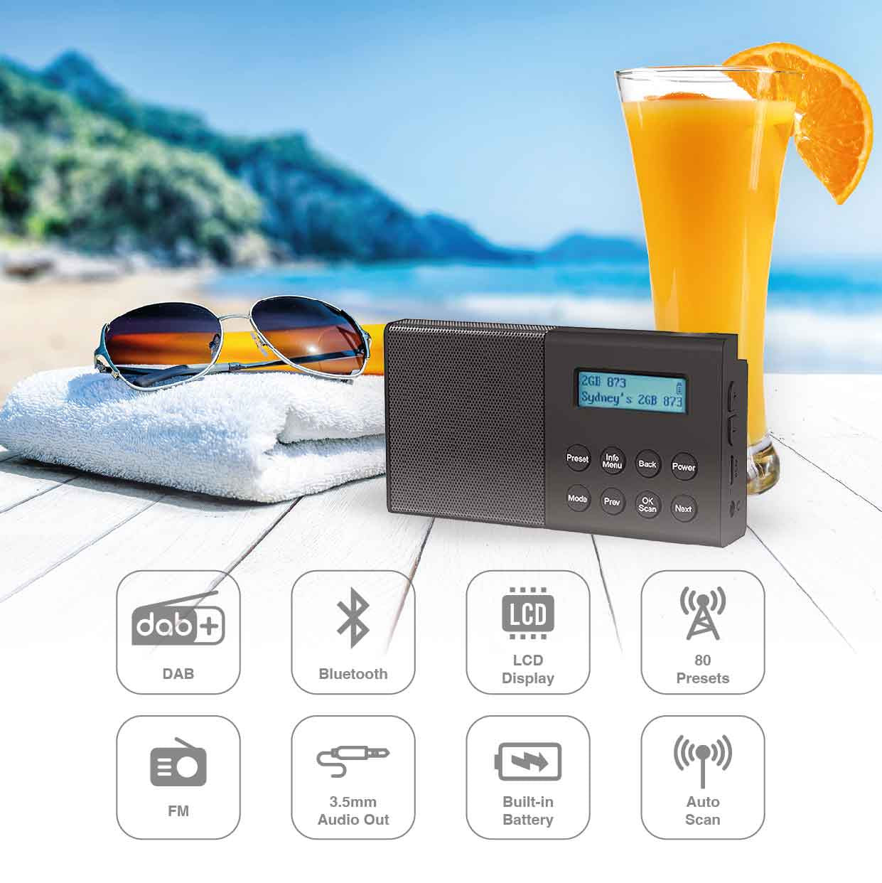 Laser DAB Plus FM Portable Radio with Bluetooth