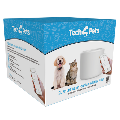 Tech4Pets 2L Smart Water Fountain with UV Filter for Pets
