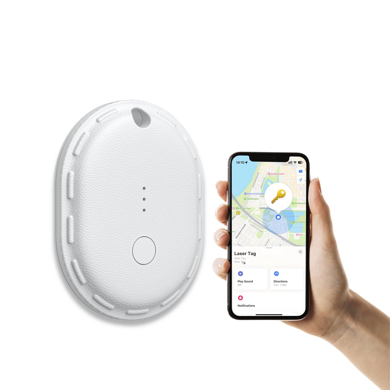 Laser Mini Smart Tag with Apple Find My Tracking White