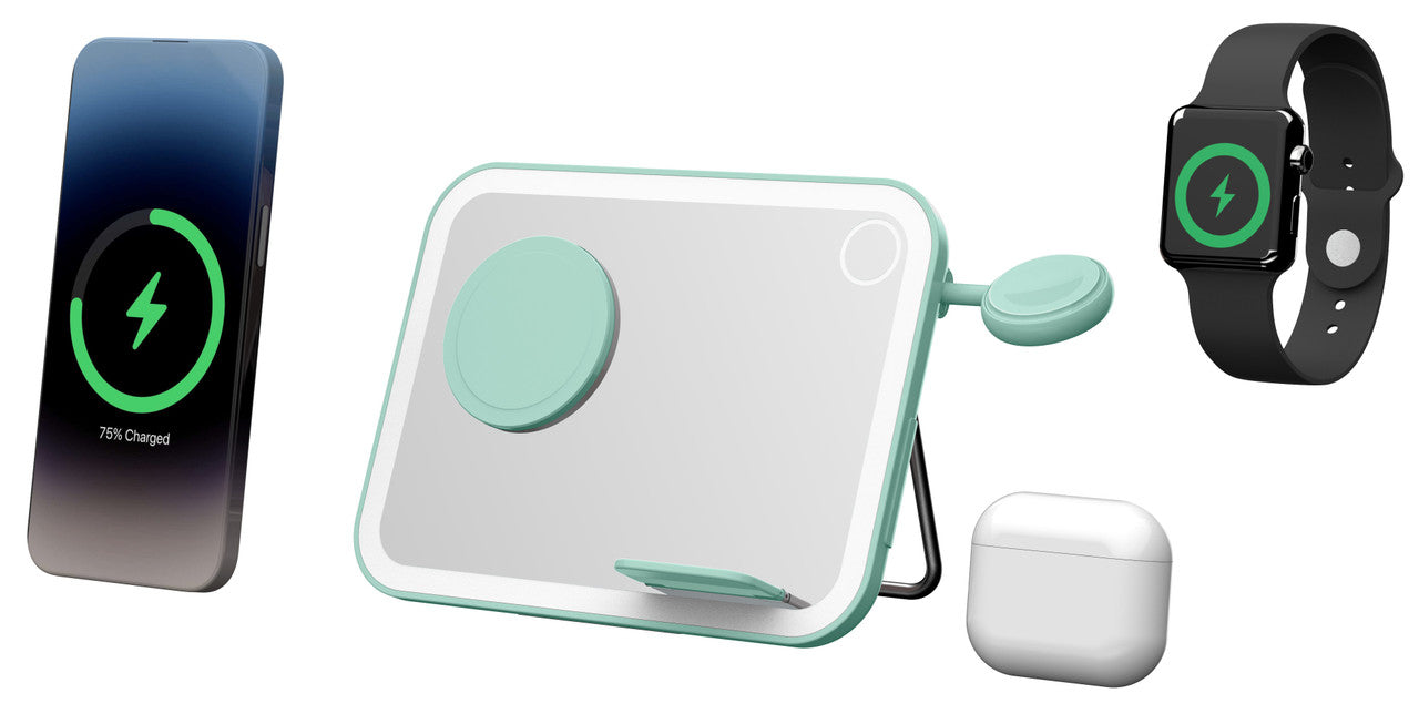 Makeup Mirror 3 in 1 Wireless Charger Qi2