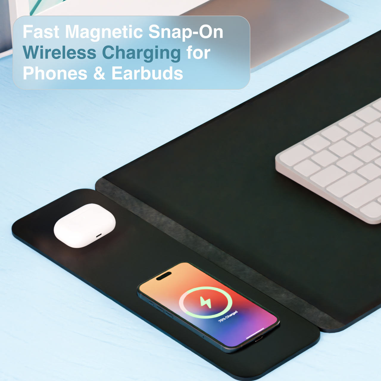 Laser Wireless Charging Desk Mat Black