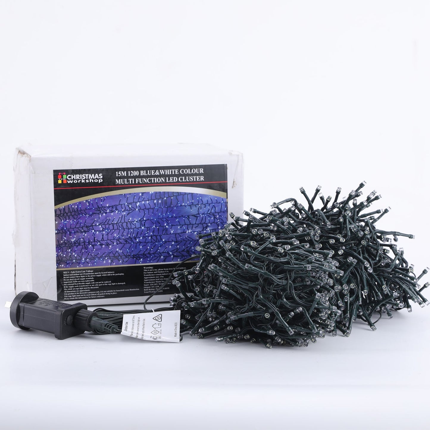 Samland 1200 Led Cluster Fairy Light Blue White For Christmas Decoration