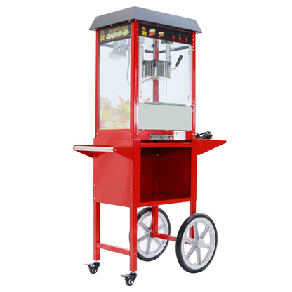 Samland 8OZ Popcorn Machine Maker on the Wheeled Cart Deck Warmer