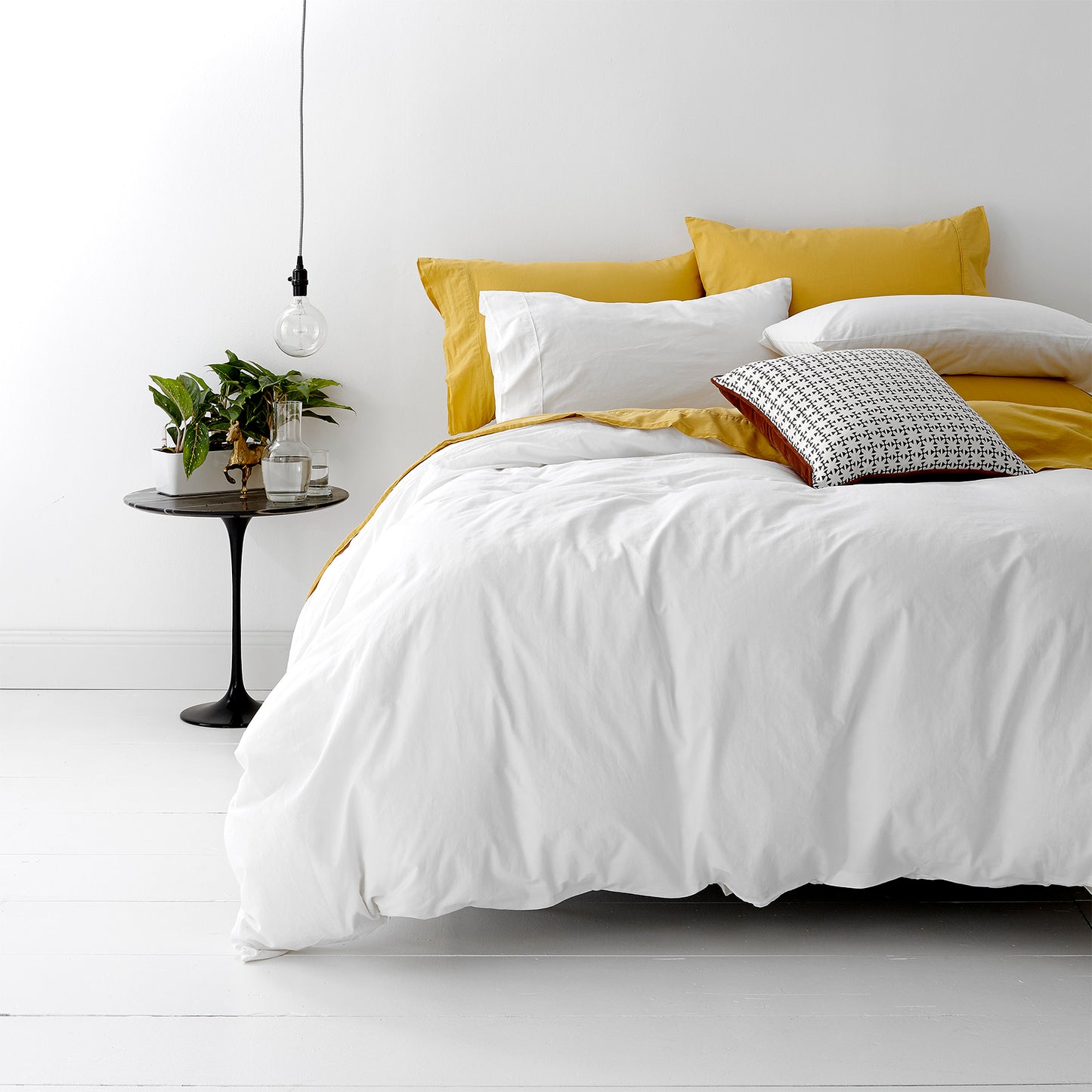 European Vintage Washed Cotton White Quilt Cover Set by Park Avenue King