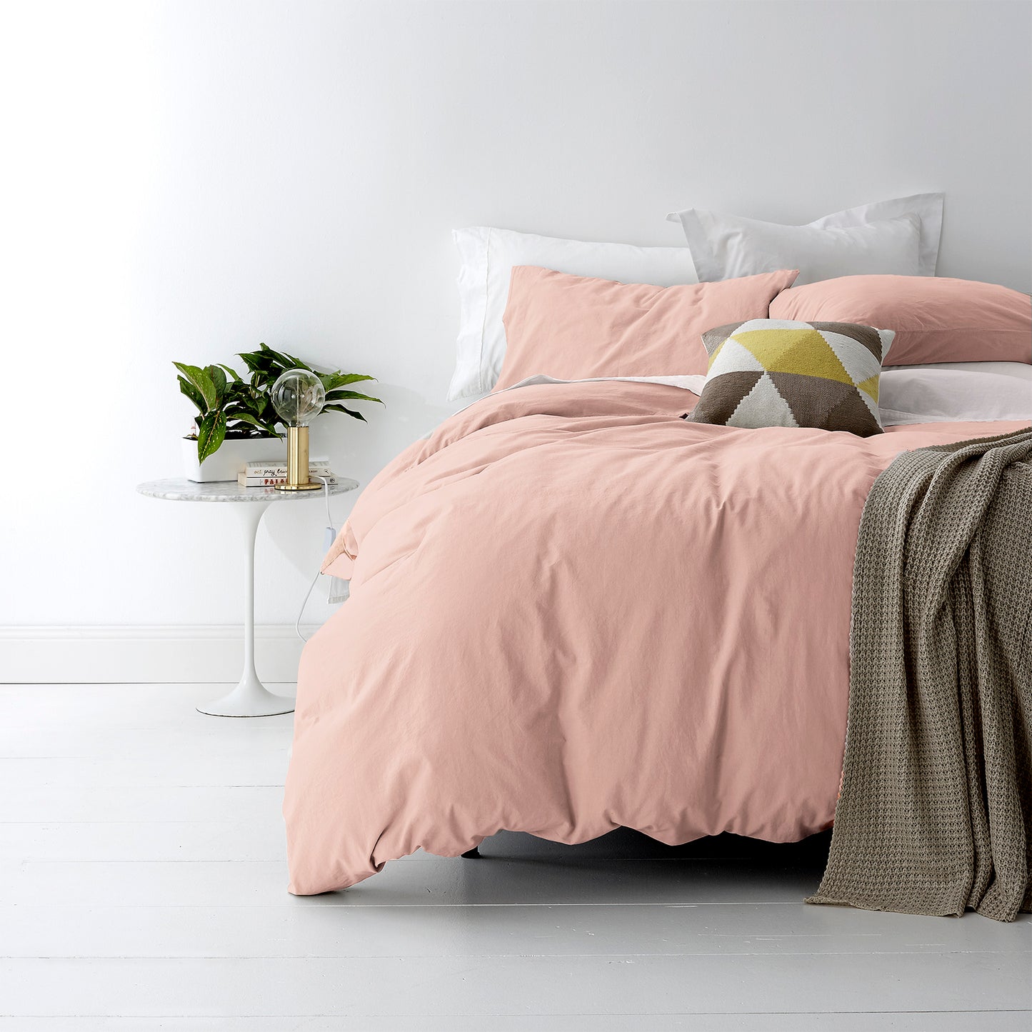 European Vintage Washed Cotton Blush Quilt Cover Set by Park Avenue Queen
