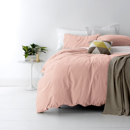 European Vintage Washed Cotton Blush Quilt Cover Set by Park Avenue Queen