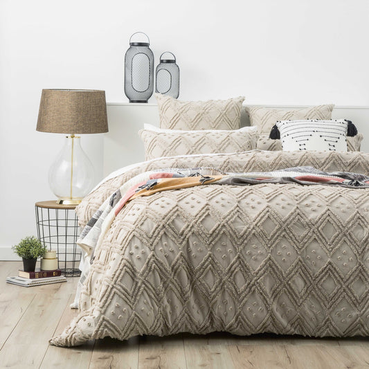 Medallion Cotton Vintage Washed Tufted Stone Quilt Cover Set by Park Avenue Super King