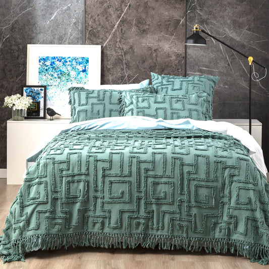 Riley 100% Cotton Vintage Washed Tufted Mineral Bed Cover Set by Renee Taylor Queen/King