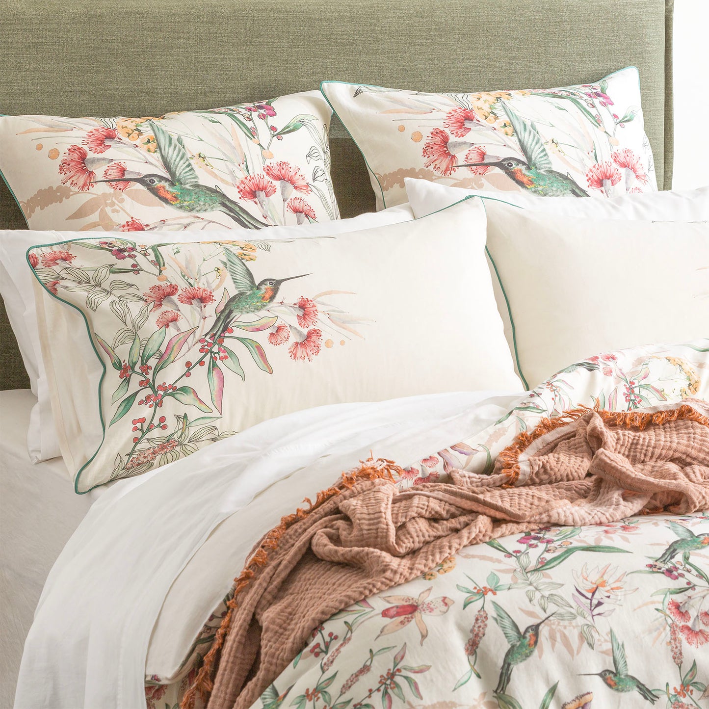 Cavallo Banksia French Linen Printed Quilt Cover Set by Renee Taylor Queen