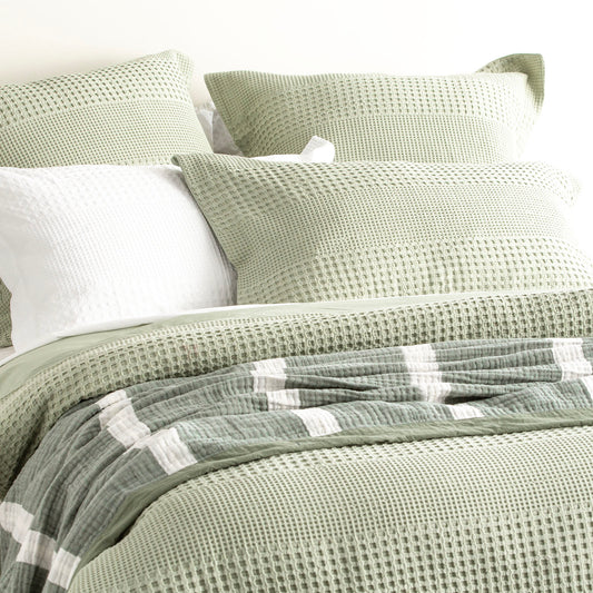 Elegance Waffle Cotton Jacquard Moss Quilt Cover Set by Renee Taylor Queen
