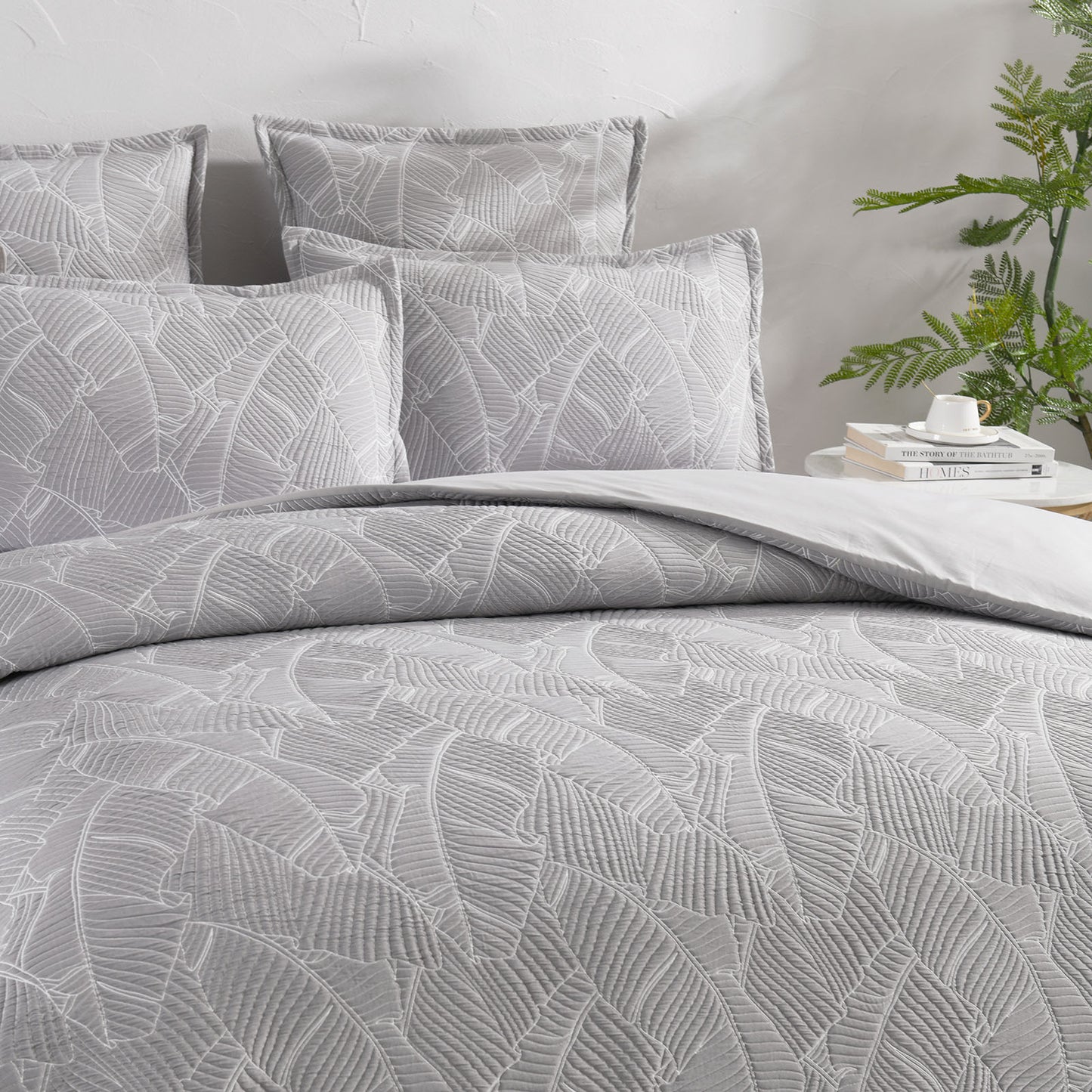 Bengali Jacquard Silver Quilt Cover Set by Renee Taylor Queen