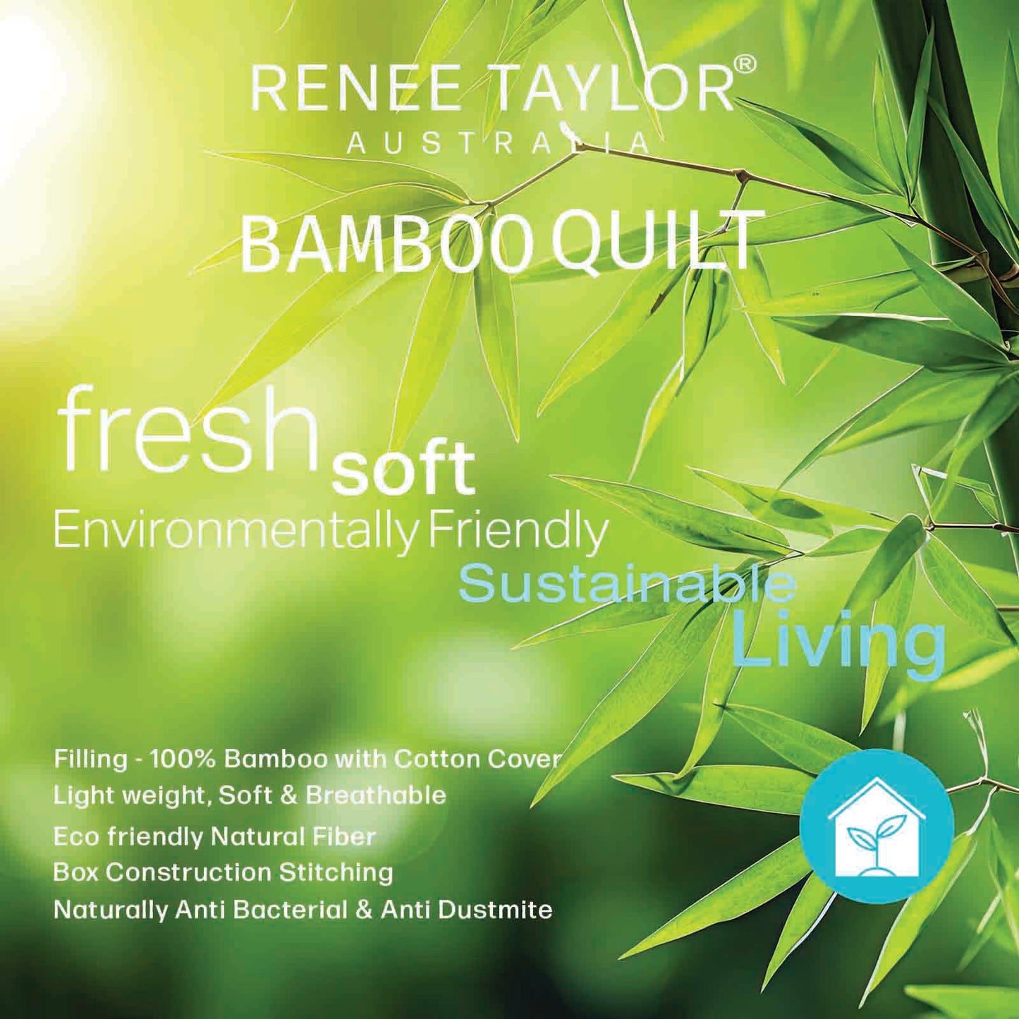 400 GSM All Seasons Natural Bamboo Double Quilt by Renee Taylor