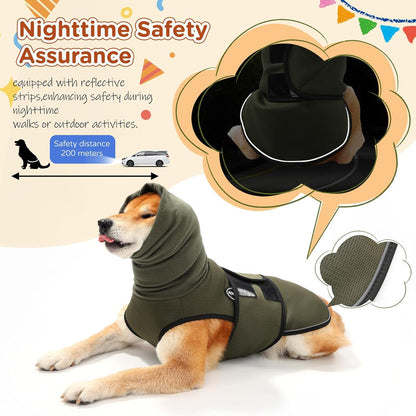 Dog Anxiety Vest and Coat, Vet Visits and Separation - Keep Pet Calm, Dog Jacket for Thunder, Fireworks, Anti Anxiety Vest for Dogs and Cat Body and Ear, Dark Blue, S