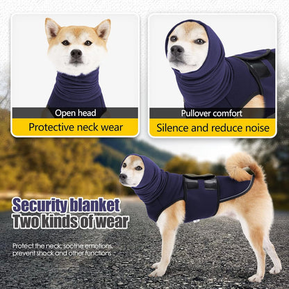 Dog Anxiety Vest and Coat, Vet Visits and Separation - Keep Pet Calm, Dog Jacket for Thunder, Fireworks, Anti Anxiety Vest for Dogs and Cat Body and Ear，Dark blue，XS