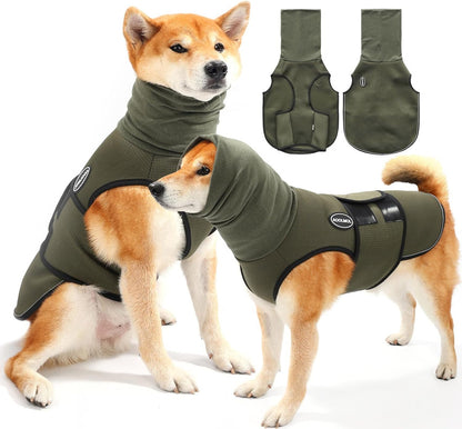 Dog Anxiety Vest and Coat, Vet Visits and Separation - Keep Pet Calm, Dog Jacket for Thunder, Fireworks, Anti Anxiety Vest for Dogs and Cat Body and Ear, Green, XXXL
