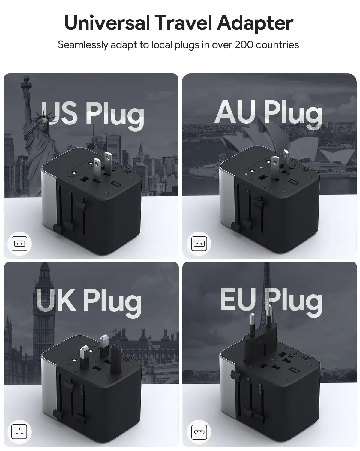 Aukey Travel Mate 35W GaN Universal Adapter with USB ports (PA-TA07A)