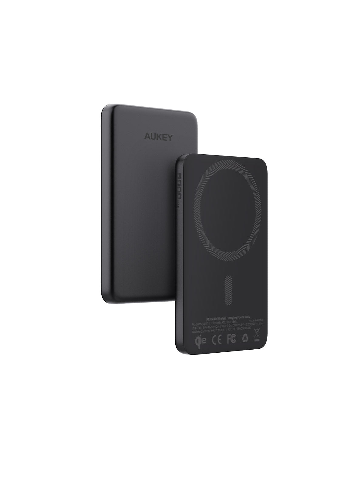 Aukey MagFusion M Qi2 5000mAh Magnetic Wireless Power Bank - Grey (PB-MS07)