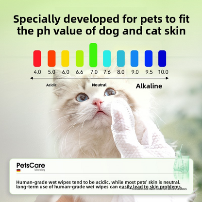 Pet wash-free cleaning gloves for dog bathing and deodorizing, cat dry cleaning wet wipes supplies, two packs.