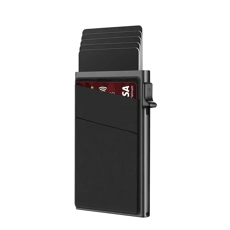 Contemporary Acrylic RFID Blocking Card Holder - Minimalist Business Wallet for Men, Automatic Pop-Up, 1pc
