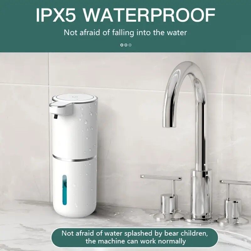 380ml touchless sensor automatic soap dispenser - wall-mounted, rechargeable lithium battery, USB charging, modern black design, suitable for bathroom and kitchen, bathroom soap dispenser | modern soap dispenser | touchless soap dispenser
