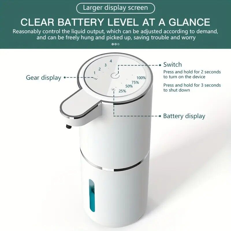 380ml touchless sensor automatic soap dispenser - wall-mounted, rechargeable lithium battery, USB charging, modern black design, suitable for bathroom and kitchen, bathroom soap dispenser | modern soap dispenser | touchless soap dispenser