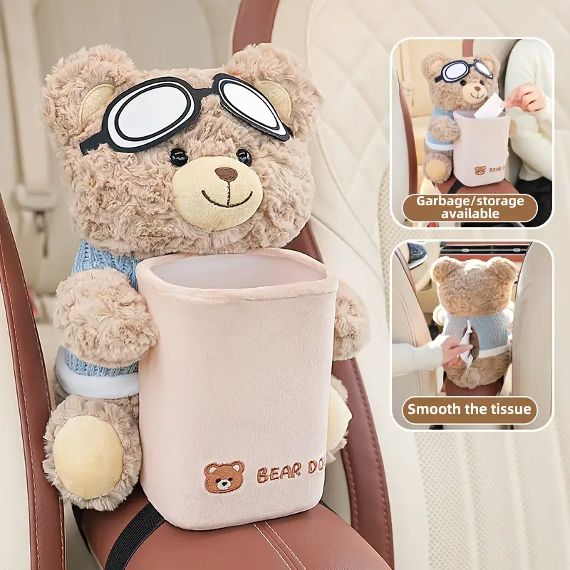 A cute car tissue holder and trash can in one, a creative car storage rack, and a car handrail for storing interior accessories