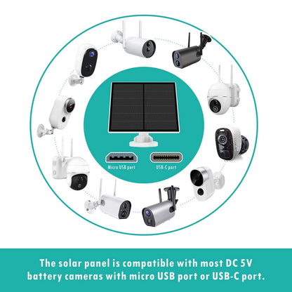 3-Pack 5W Solar Panel for Outdoor Security Camera – 5V USB Charger with 9.8ft Cable, IP65 Waterproof, Adjustable Mount, Compatible with Most Battery Cameras (White)